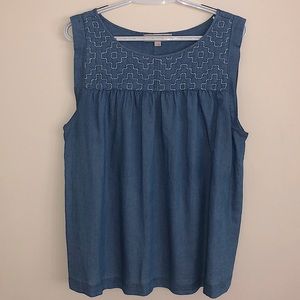 LOFT Chambray Sleeveless Blouse 🪁
